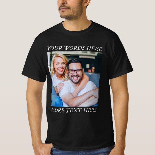 Custom Photo & Personalized Text Graphic Tee T-shirt (Voorkant)