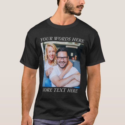 Custom Photo & Personalized Text Graphic Tee T-shirt (Voorkant)