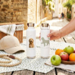 Custom Photo Pet Name Goldendoodle Dog Mom I Woof Waterfles<br><div class="desc">Stay hydrated and keep your furry best friend close with this adorable Custom Photo Goldendoodle water bottle. The front allows you to personalize a photo and name with a sweet "I woof you!" message, while the back features a stylish matcha green doodle silhouette. To perfectly recreate the look shown here,...</div>