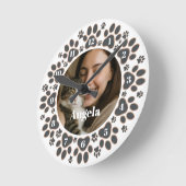 Custom Photo Pet Paw Print Wall Clock  Ronde Klok (Hoek)