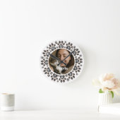 Custom Photo Pet Paw Print Wall Clock  Ronde Klok (Huis)