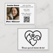 Custom Photo Pet Sitter Business Card  Visitekaartje (Voorkant / Achterkant)
