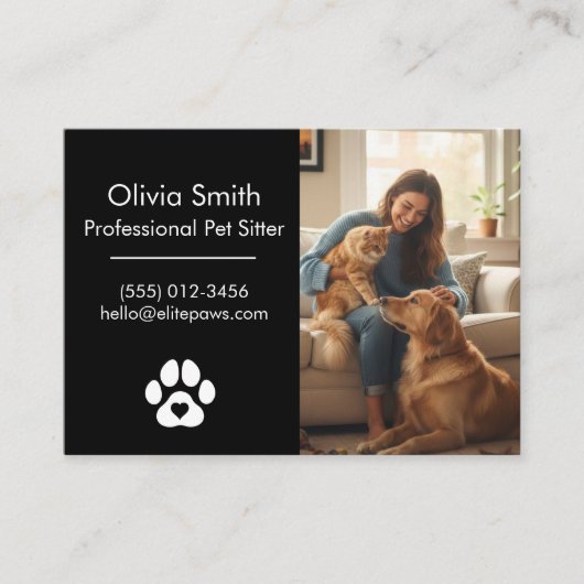Custom Photo Pet Sitter Business Card  Visitekaartje (Voorkant)