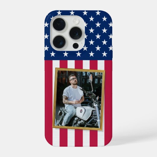 Custom Photo Phone Case, USA Flag Patriotic iPhone Hoesje (Achterkant)