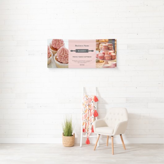 Custom Photo Pink Bakery Rolling Pin Business Spandoek (Insitu)