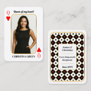 Custom Photo Poker Kaart, Queen of My Heart Gift Contactkaartje