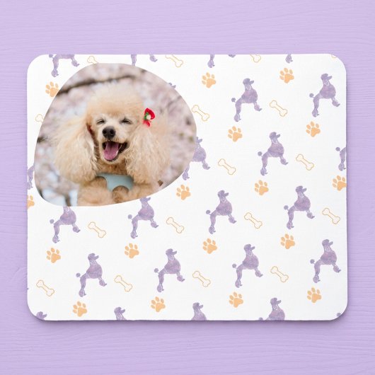 Custom Photo Poodle Lavender Mouse Pad for Dog Mom Muismat