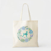 Custom Photo Poodle Tote – Pastel Blue Floral Tote Bag (Voorkant)
