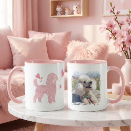 Custom Photo Poodle Valentine Mug with Name Mok