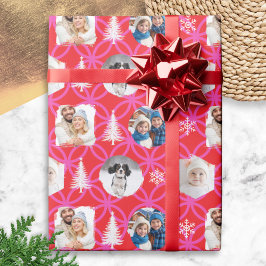 Custom Photo Red Christmas Holiday Cadeaupapier