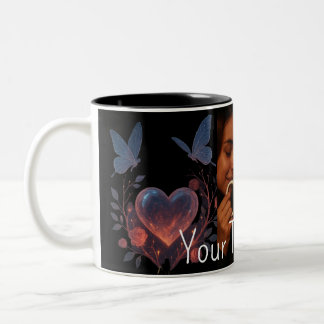 Custom Photo Romantic Coffee Mug Glowing Heart Tweekleurige Koffiemok