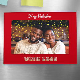 Custom Photo Romantic Heart Valentine’s Day Red Magnetisch Fotolijstje