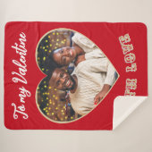 Custom Photo Romantic Heart Valentine’s Day Red Sherpa Deken (Voorkant (horizontaal))