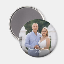 Custom Photo Romantic Keepsake with Names & Date Magneet