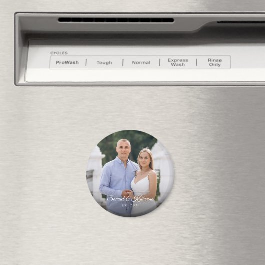 Custom Photo Romantic Keepsake with Names & Date Magneet (Insitu (Vaatwasser))