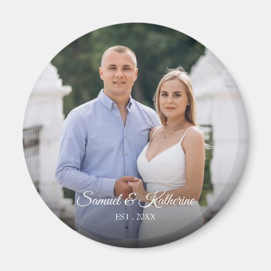 Custom Photo Romantic Keepsake with Names & Date Magneet (Voorkant)