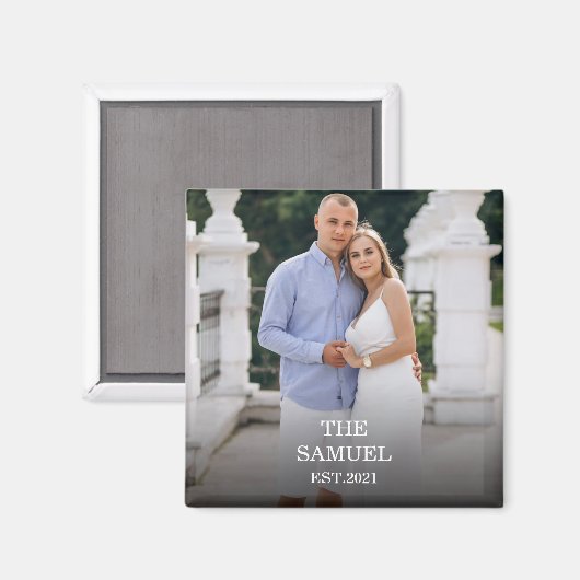 Custom Photo Romantic Keepsake with Names & Date Magneet (Voorkant / Achterkant)