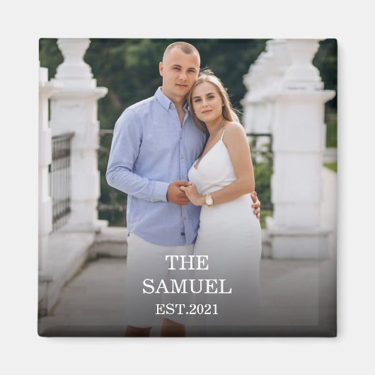 Custom Photo Romantic Keepsake with Names & Date Magneet (Voorkant)