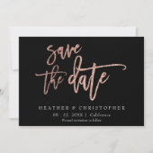 Custom Photo Roos Gold Glitter Save the Date Kaart (Voorkant)