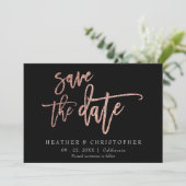 Custom Photo Roos Gold Glitter Save the Date Kaart (Staand voorkant)