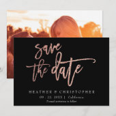 Custom Photo Roos Gold Glitter Save the Date Kaart (Voorkant / Achterkant)