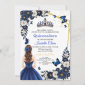 Custom Photo Royal Blue Quinceañera Invite Kaart (Voorkant)