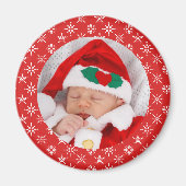 Custom Photo Santa Baby Red Background Snowflakes Magneet (Voorkant)