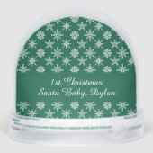 Custom Photo Santa Baby Snowflake Script Green Sneeuwbol (Achterkant)