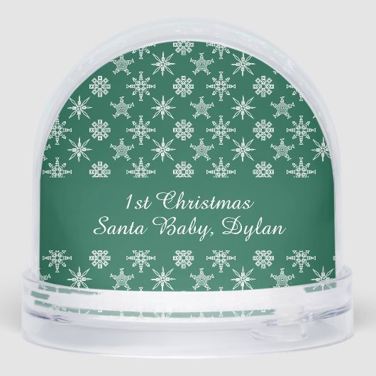 Custom Photo Santa Baby Snowflake Script Green Sneeuwbol (Achterkant)