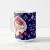Custom Photo Santa Baby Snowflakes & Blue BKGRD Koffiemok (Voorkant links)