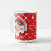 Custom Photo Santa Baby Snowflakes & Red BKGRD Koffiemok (Voorkant links)