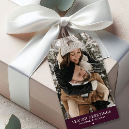 Custom Photo Seizoen Groet Kerstmis Cadeaulabel