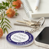 Custom Photo Sleutelhanger – Ronde tekst op Navy B (Voorkant Rechts)