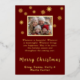 Custom Photo Snowflakes Merry Christmas Folie Feestdagenkaart