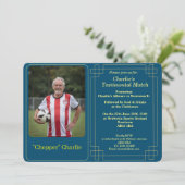 Custom Photo Soccer Testimonial Party Invitation Feestdagenkaart (Staand voorkant)