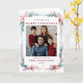 Custom Photo Soft Watercolor Christmas Frame Kaart (Gele Bloem)