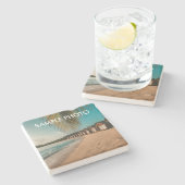 Custom Photo Stone Coaster – Beach Stenen Onderzetter (Zijkant)