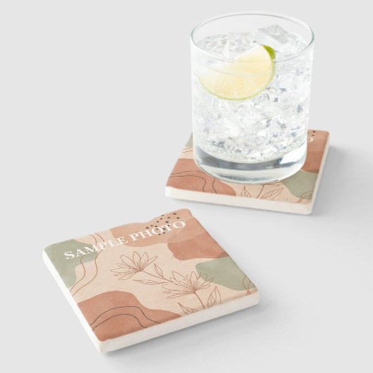 Custom Photo Stone Coaster – Boho Style Stenen Onderzetter (Zijkant)