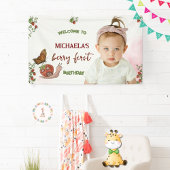 Custom Photo Strawberry 1st Birthday Welcome Sign Spandoek