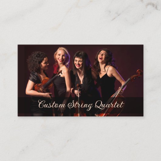 Custom Photo String Quartet Muzikant Wit Visitekaartje (Voorkant)