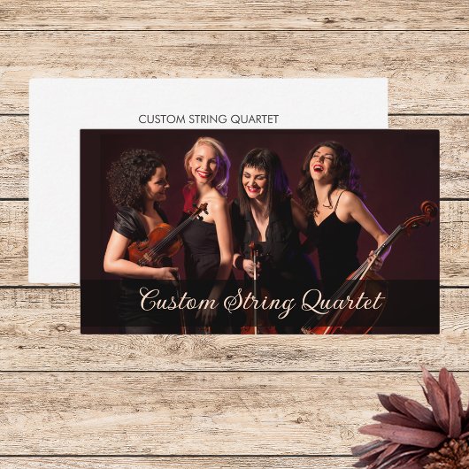Custom Photo String Quartet Muzikant Wit Visitekaartje