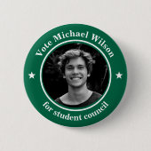 Custom Photo Student Union Election Dark Green Ronde Button 5,7 Cm (Voorkant)