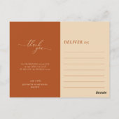 Custom Photo terracotta script signature thank you Briefkaart (Achterkant)