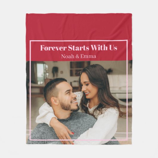 Custom Photo & Text Romantic Gift - Personalized  Fleece Deken (Voorkant)