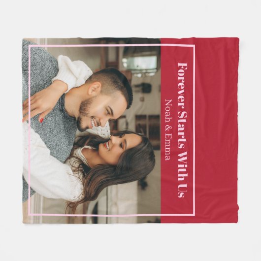 Custom Photo & Text Romantic Gift - Personalized  Fleece Deken (Voorkant (Horizontaal))