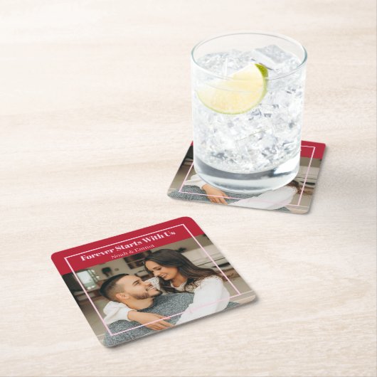 Custom Photo & Text Romantic Gift - Personalized  Kartonnen Onderzetters (Insitu)