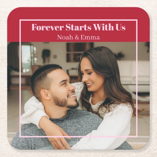 Custom Photo & Text Romantic Gift - Personalized  Kartonnen Onderzetters (Voorkant)