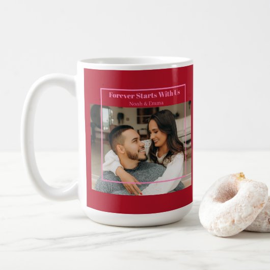 Custom Photo & Text Romantic Gift - Personalized  Koffiemok (Met donut)