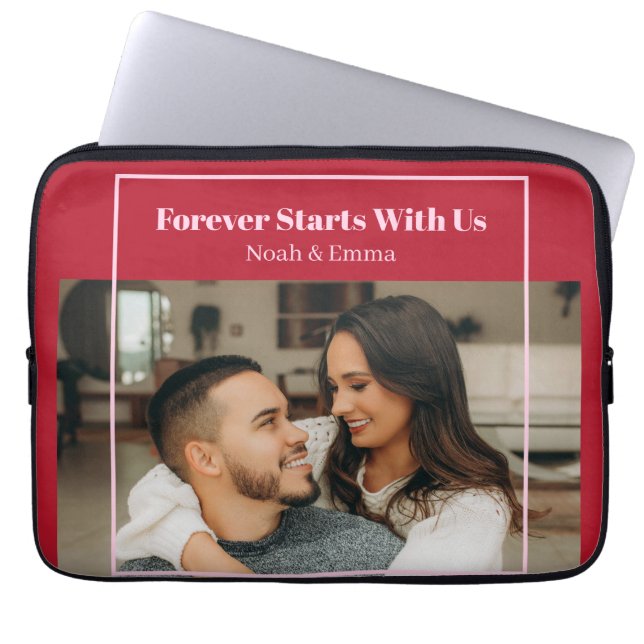 Custom Photo & Text Romantic Gift - Personalized  Laptop Sleeve (Voorkant)