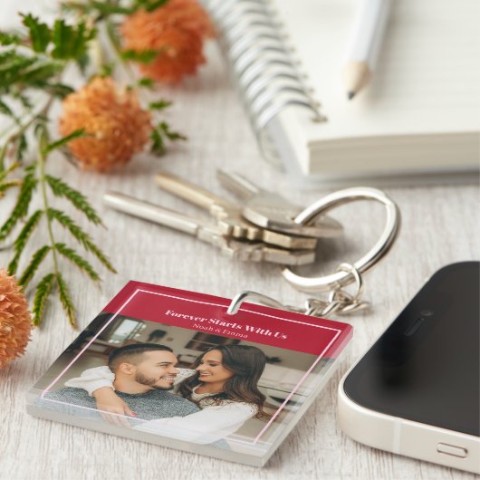 Custom Photo & Text Romantic Gift - Personalized  Sleutelhanger (Voorkant Rechts)